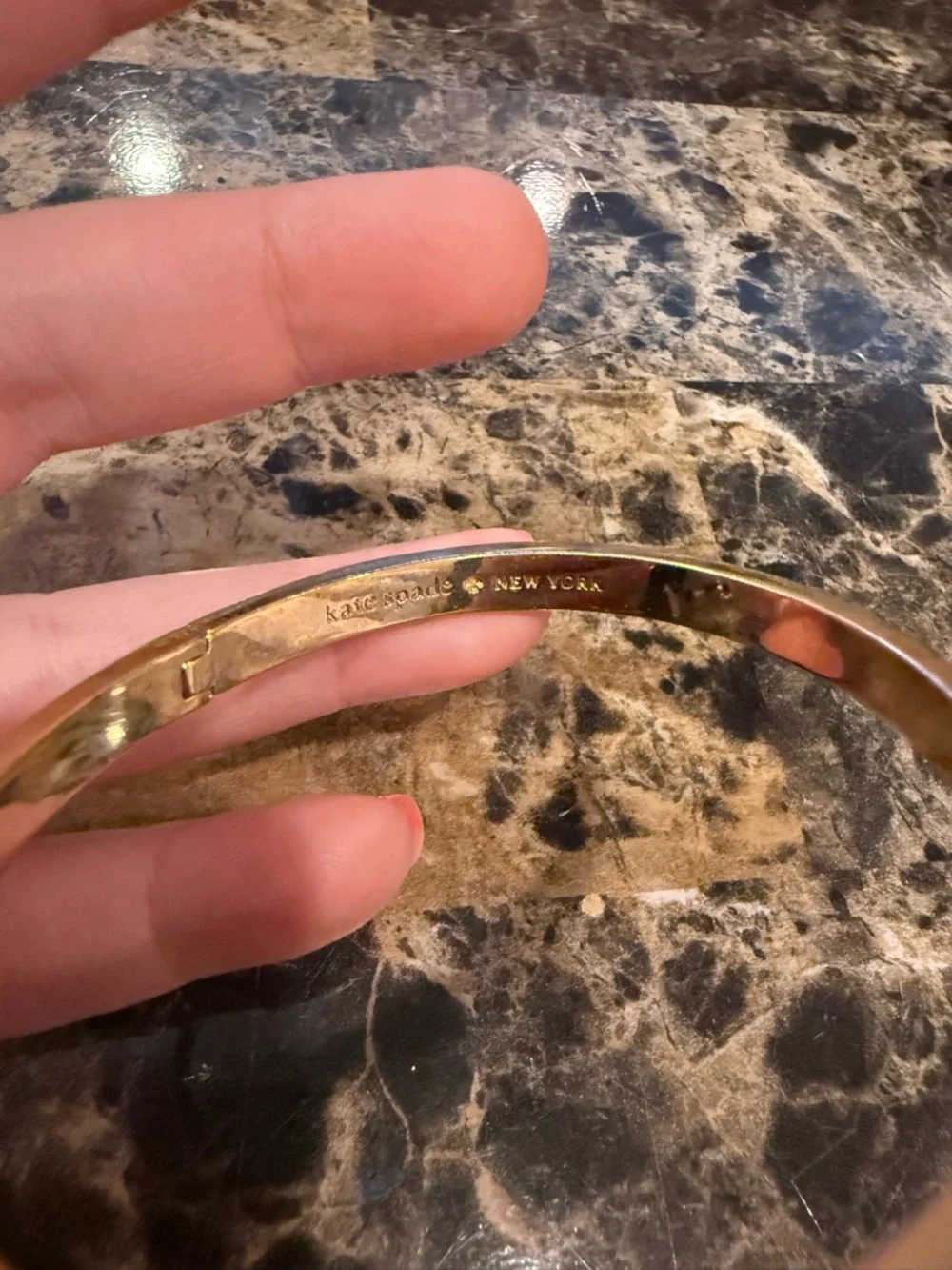 Kate Spade Everyday Spade Thin Enamel Hinge Bangle - Salmon Pink - Picture 7 of 9